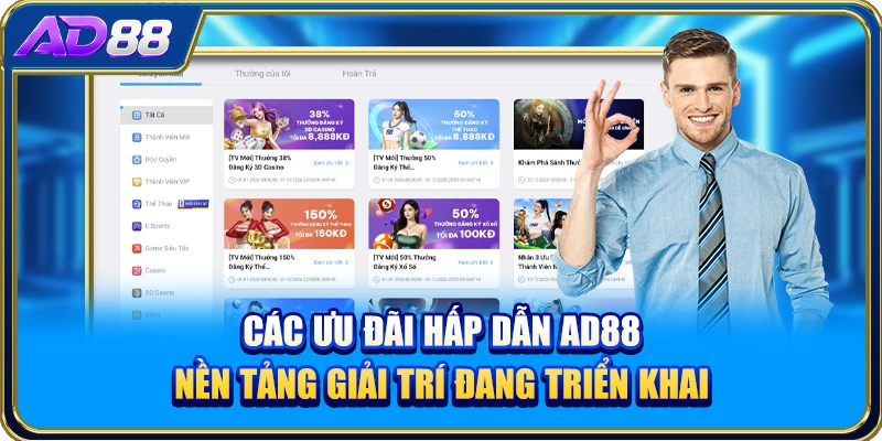 Các ưu đãi hấp dẫn AD88 nền tảng giải trí đang triển khai